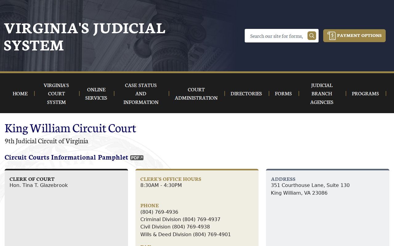 King William Circuit Court official information